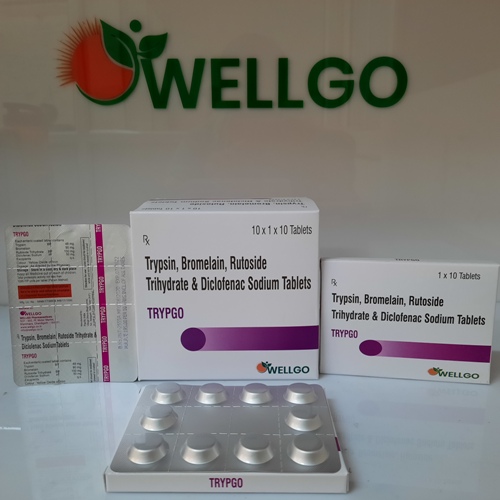 Trypsin 45 Mg + Bromelain 90mg + Rutoside 100mg +Diclofenac 50mg PCD