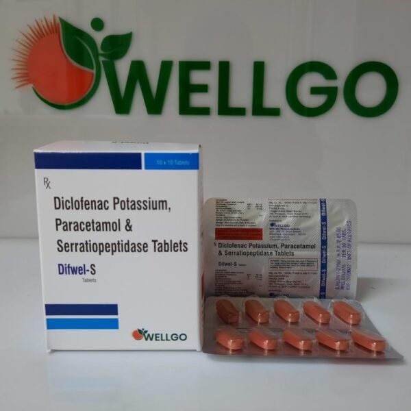 Diclofenac Potassium 50mg + Paracetamol 325mg+serratiopeptidase 15mg tablets